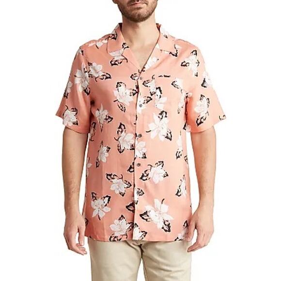 Unison Short Sleeve Floral Patch Pocket Mens Leisure Shirt, Size M, NWT Bin 41 - Picture 1 of 5